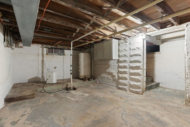 basement featuring gas water heater