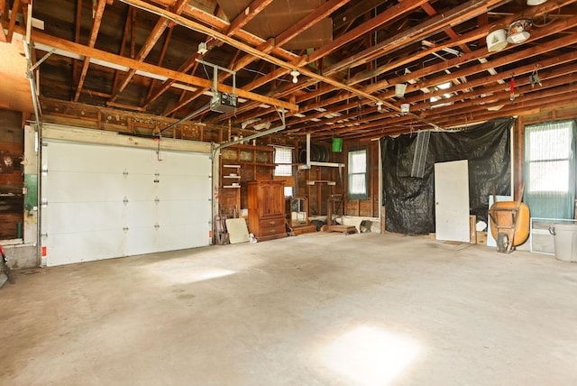 garage with a garage door opener