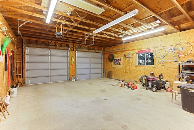 garage with a garage door opener