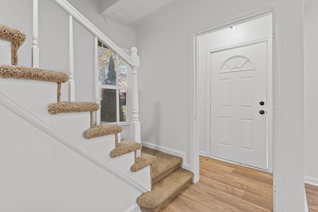 foyer entrance featuring wood-type flooring