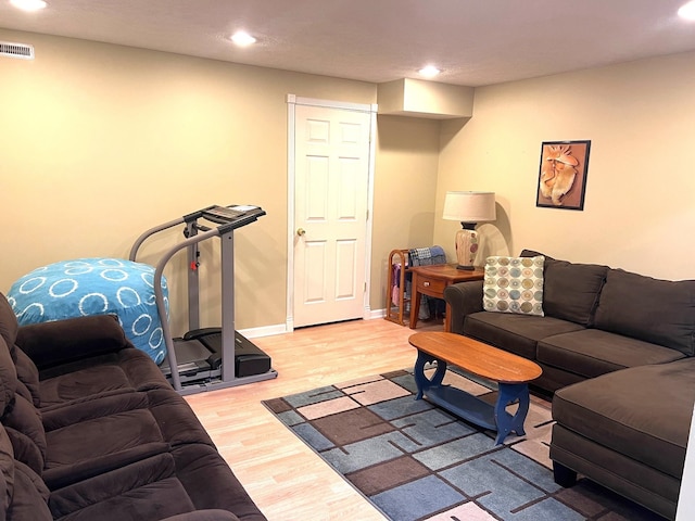 living room featuring light hardwood / wood-style floors