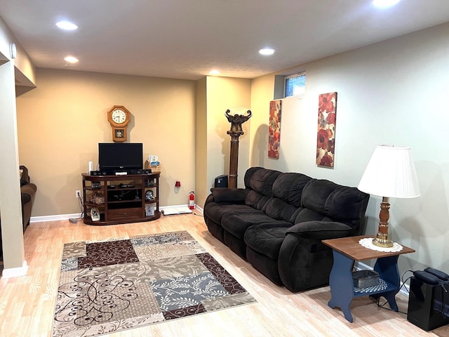 living room featuring light wood-type flooring