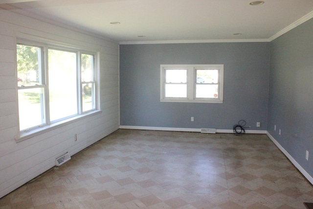 spare room featuring ornamental molding