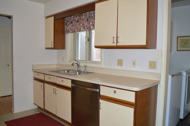 kitchen featuring stainless steel dishwasher and sink