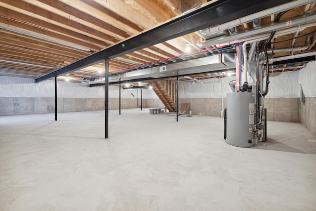 basement with water heater