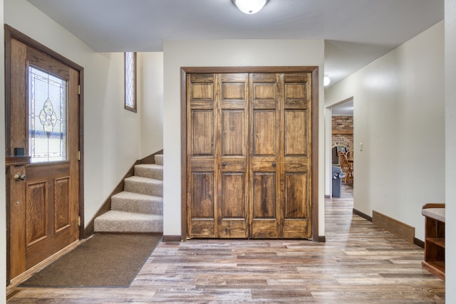 foyer entrance featuring light hardwood / wood-style floors