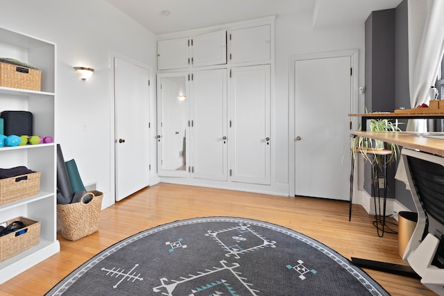 home office featuring light hardwood / wood-style flooring