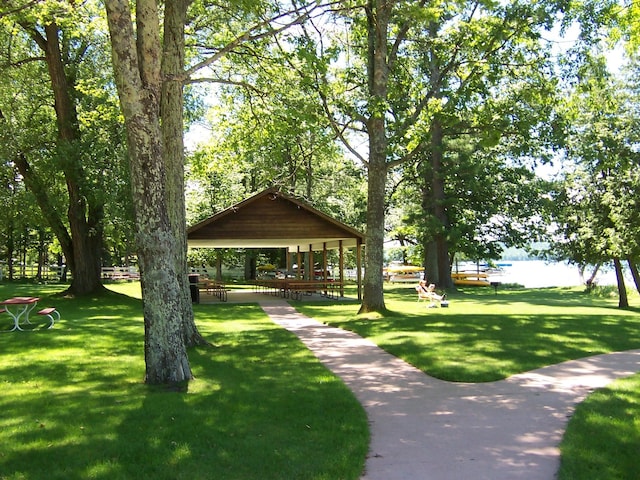 view of home's community with a gazebo and a lawn