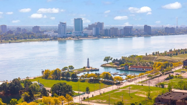 2987 Franklin St Unit 3Ab, Detroit, MI 48207 - drone / aerial view of a nearby body of water and city skyline