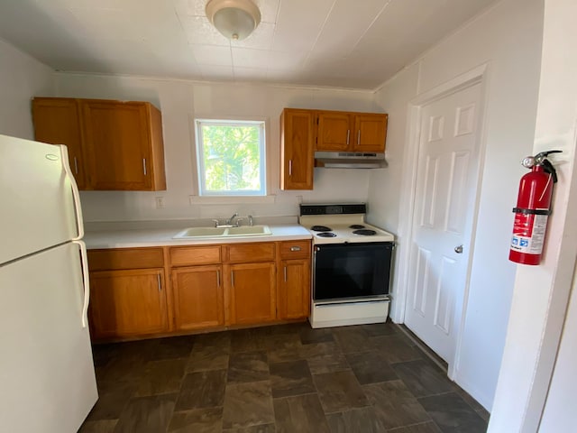 kitchen with white appliances and sink