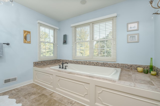 bathroom with a bathing tub and plenty of natural light