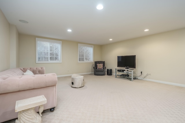 living room with carpet flooring