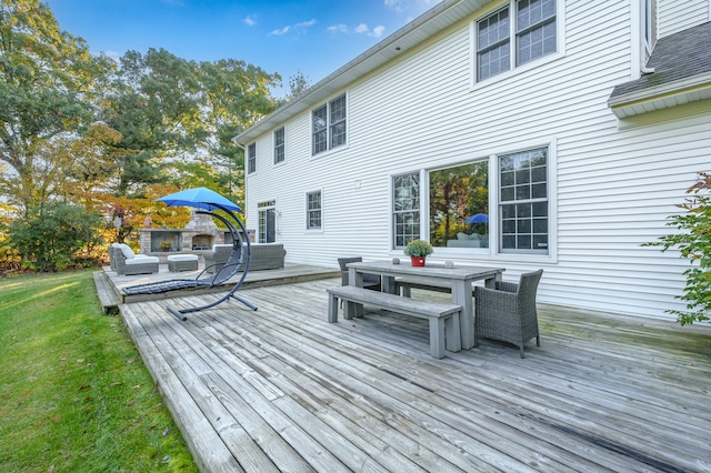 wooden terrace with outdoor lounge area