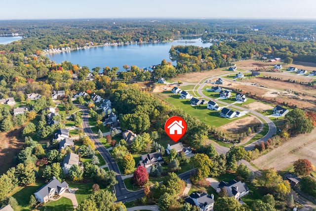 bird's eye view featuring a water view