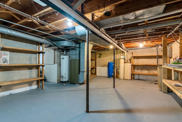 basement with water heater