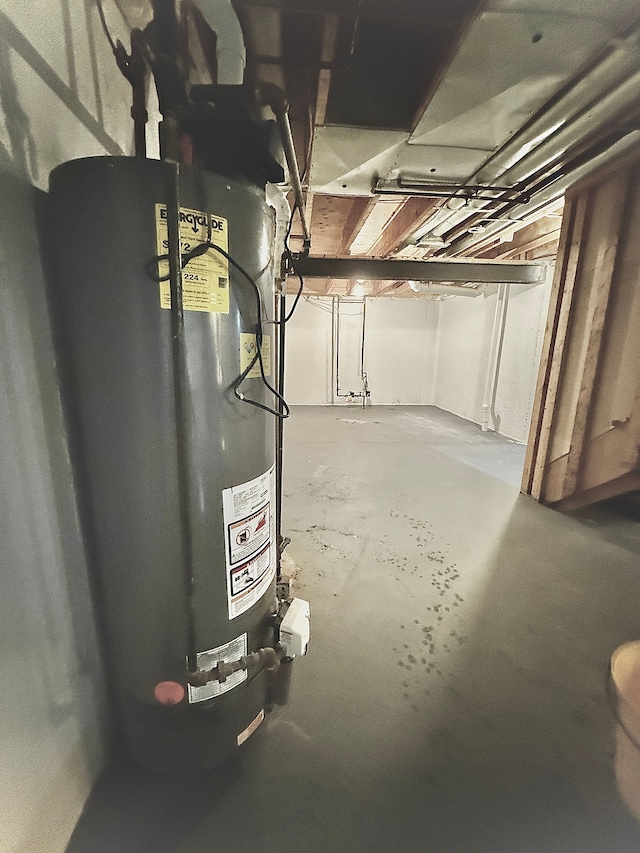 basement with gas water heater