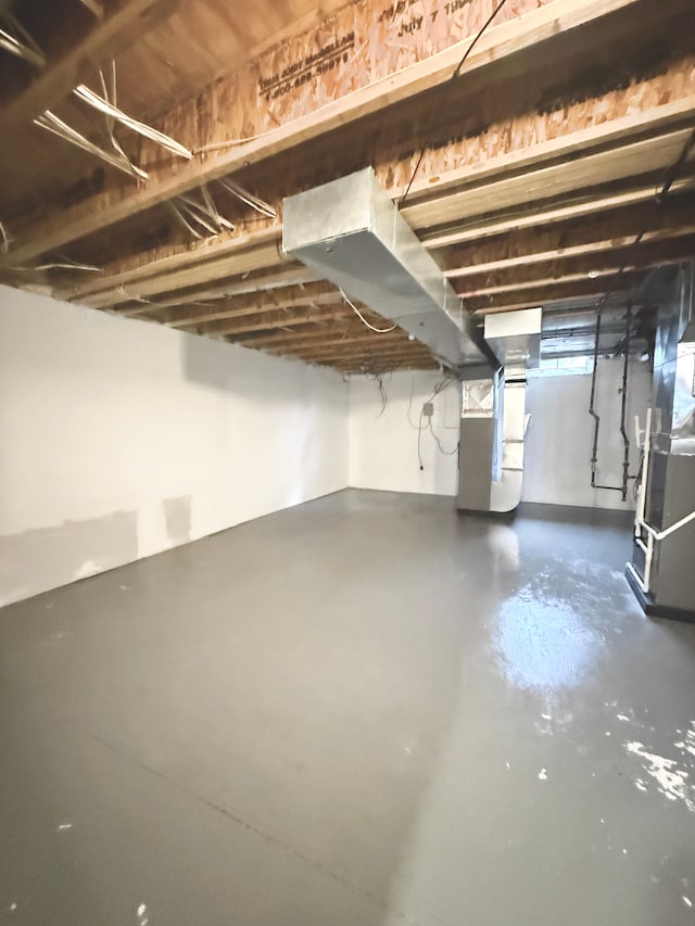 basement with heating unit