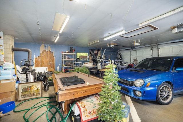 garage with a garage door opener