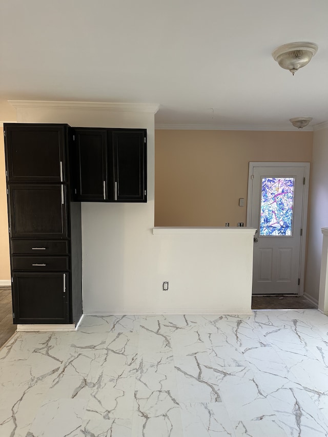 kitchen featuring ornamental molding