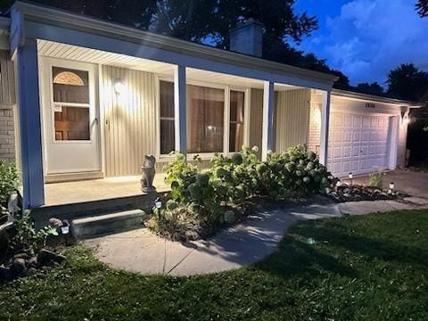 exterior space featuring a garage