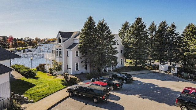 exterior space featuring a water view