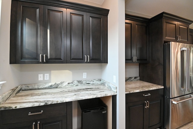 kitchen with stainless steel fridge