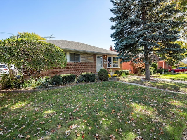 ranch-style house featuring a front yard