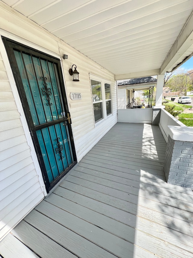 deck featuring a porch