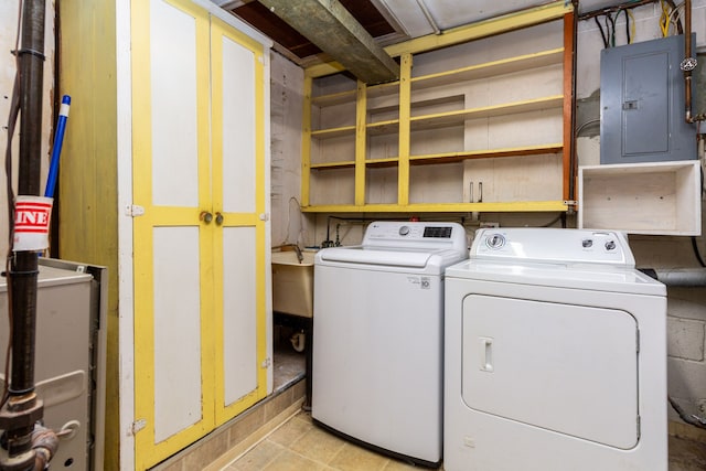 21048 Whitlock St, Farmington Hills, MI 48336 - washroom with electric panel and washer and clothes dryer
