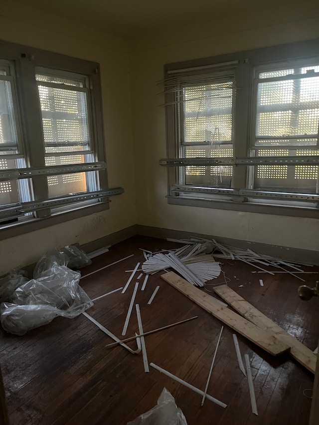 empty room with hardwood / wood-style floors and a wealth of natural light