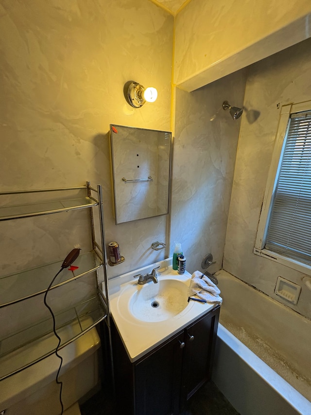 bathroom featuring vanity and shower / bath combination