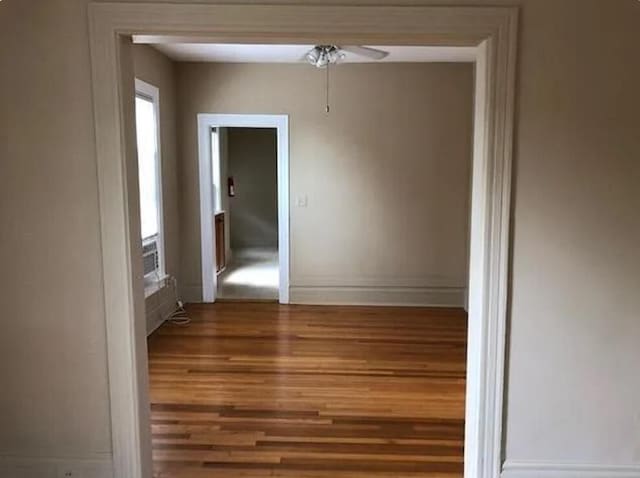 hall featuring dark wood-type flooring