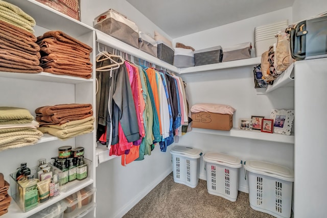 spacious closet with carpet floors