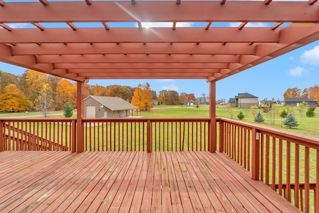 wooden deck with a yard