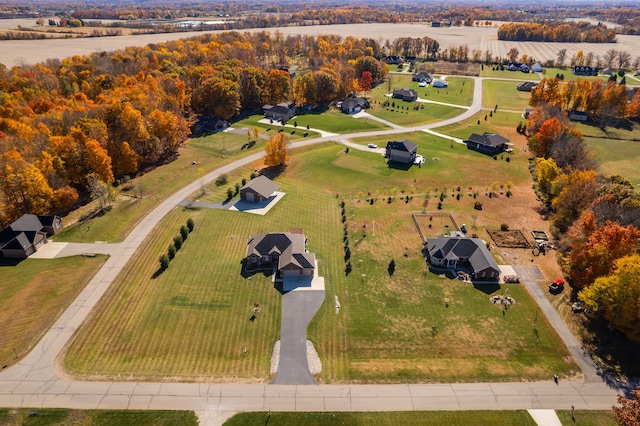 birds eye view of property featuring a rural view