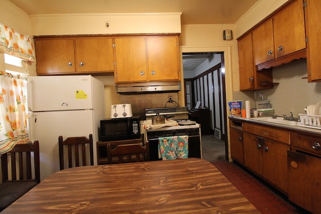 kitchen with white appliances and sink