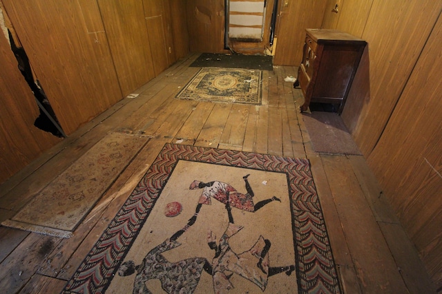 corridor with light wood-type flooring