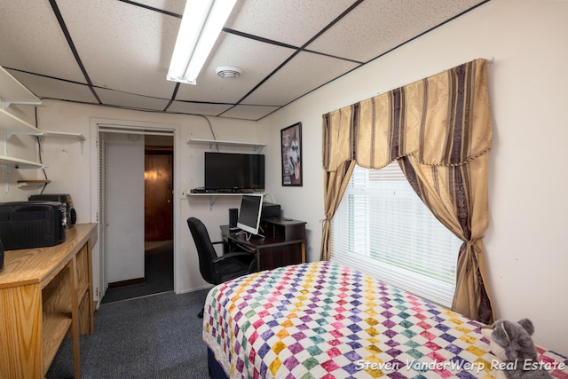 bedroom with a drop ceiling