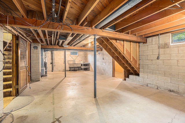 basement with sink