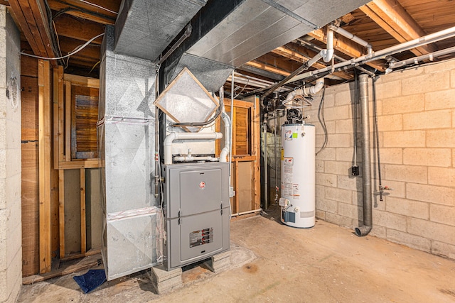 basement with gas water heater