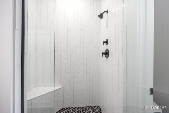 bathroom with a shower stall