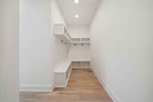 mudroom featuring light wood-type flooring