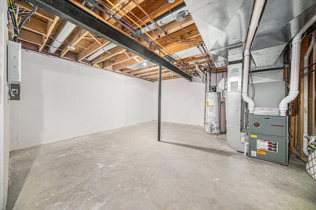 basement with gas water heater