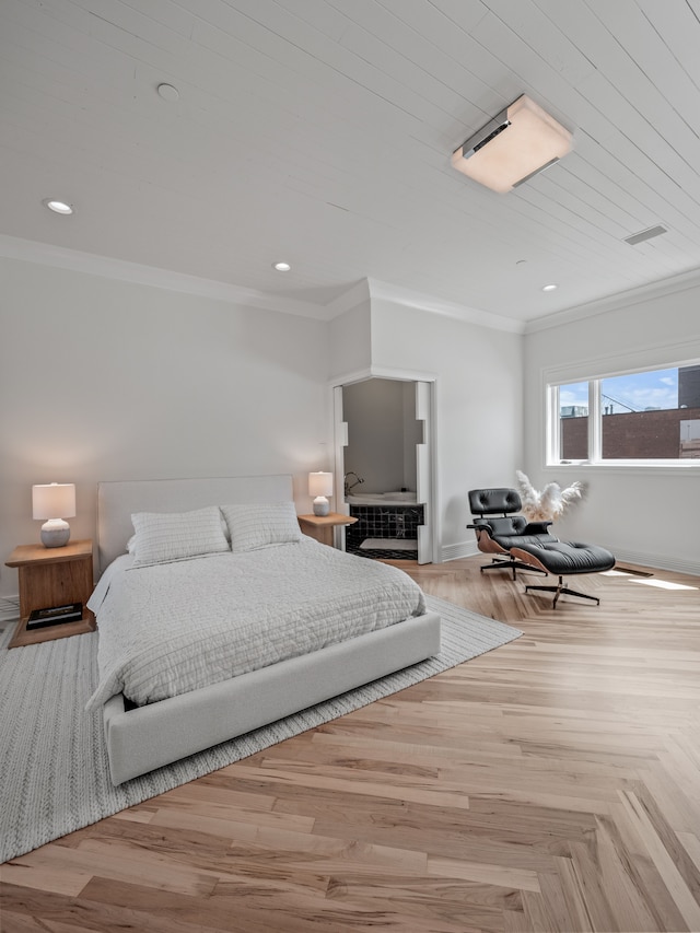 bedroom featuring crown molding