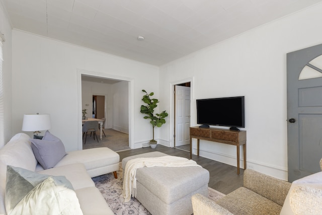 living room with hardwood / wood-style flooring