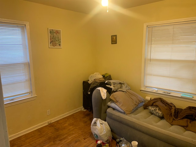 bedroom with hardwood / wood-style floors