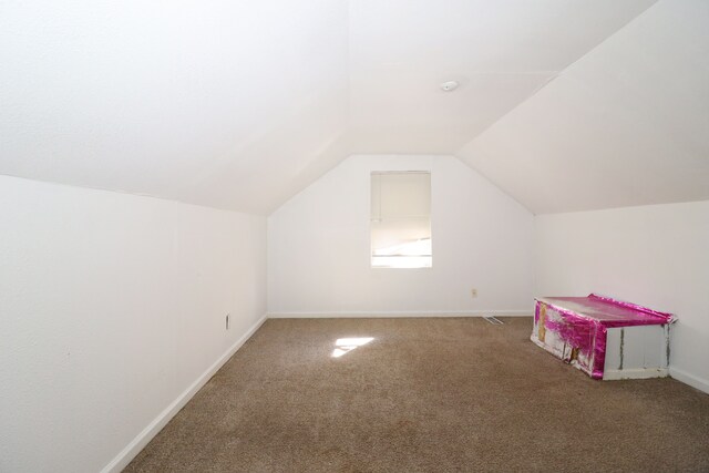 additional living space featuring carpet floors and lofted ceiling