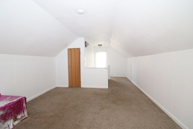 additional living space with carpet and lofted ceiling
