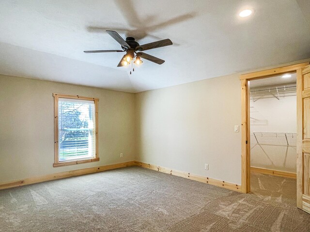 620 S Main St, Wayland, MI 49348 - unfurnished room featuring a ceiling fan, baseboards, carpet, and recessed lighting