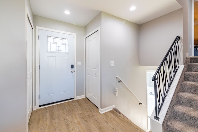 foyer featuring light wood-type flooring